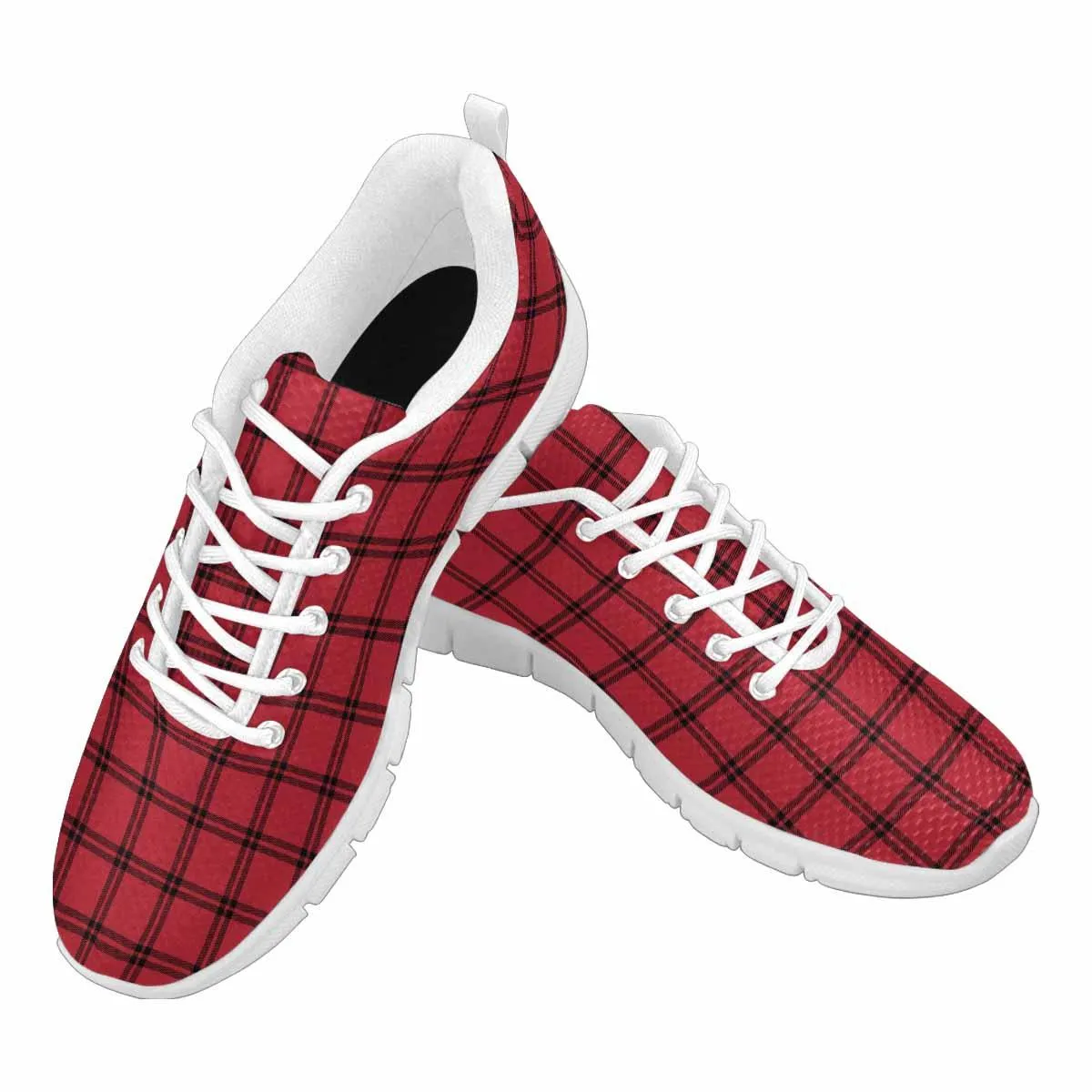 Sneakers For Men,   Buffalo Plaid Red And White - Running Shoes Dg837