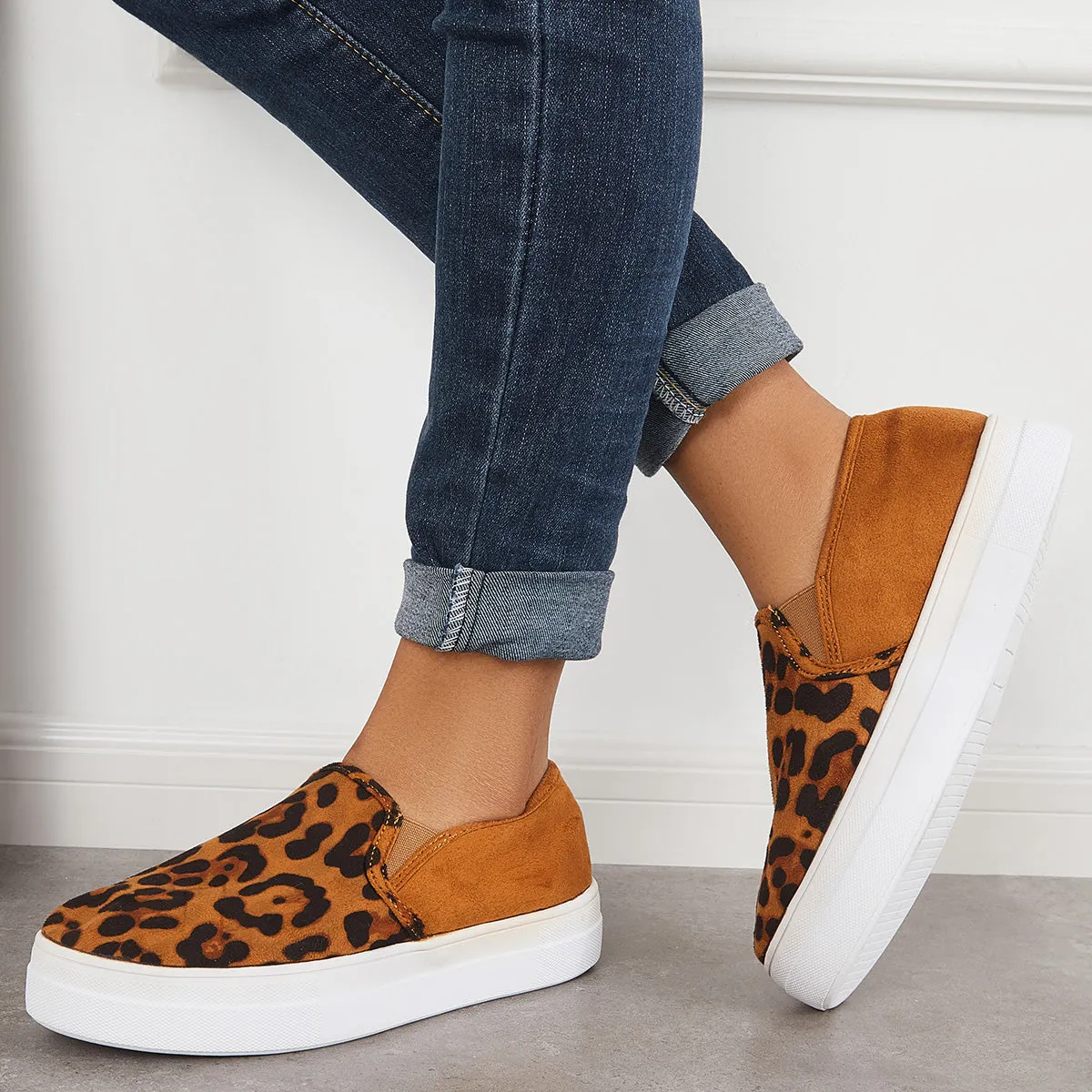 Sohiwoo  sneaker Leopard Slip on Flat Loafers