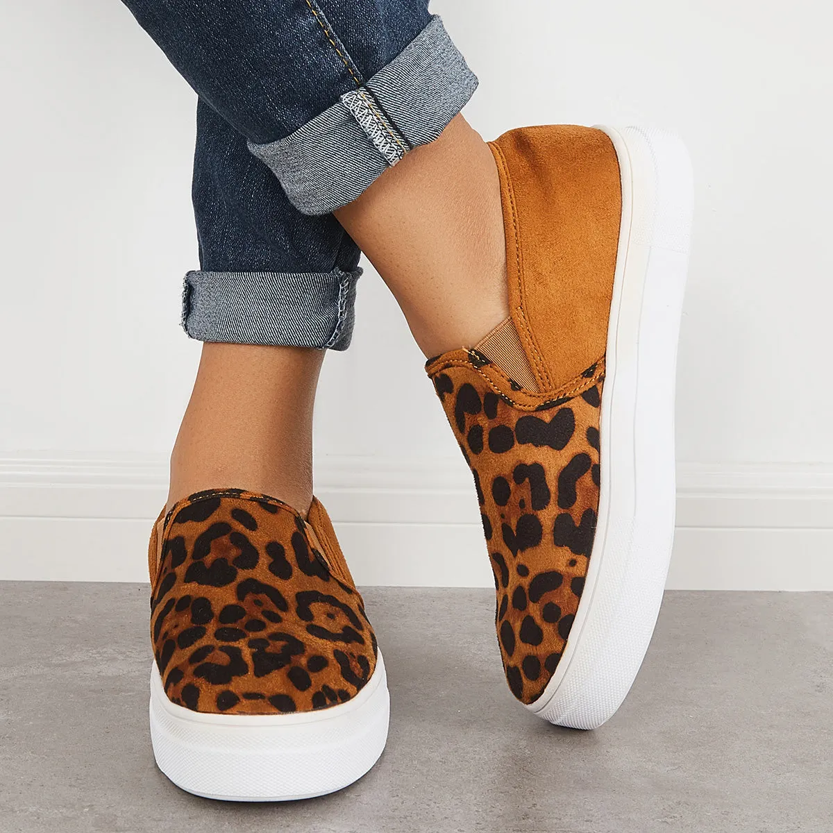 Sohiwoo  sneaker Leopard Slip on Flat Loafers