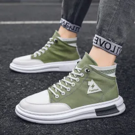 Spring Summer Green Fashion Men's High Top Sneakers Breathable Men Board Sneakers Casual Canvas Trainers Men zapatillas hombre