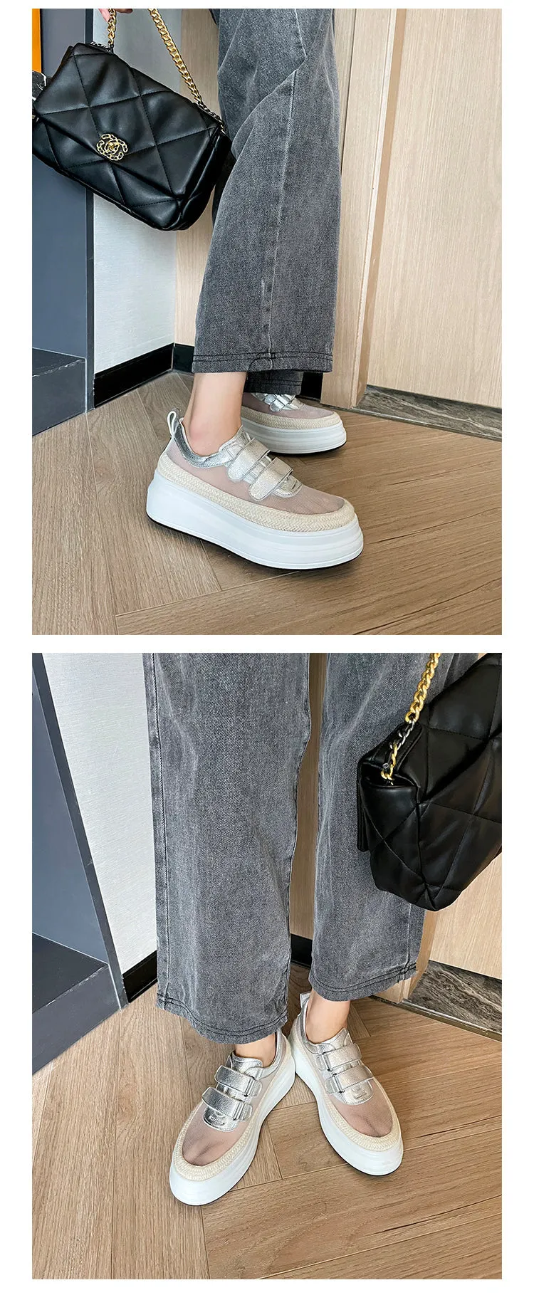 Spring/Summer  Women Shoes Round Toe Gauze Comfortable and Breathable Pumps Womens Platform Heels Fashion Women Casual Shoes