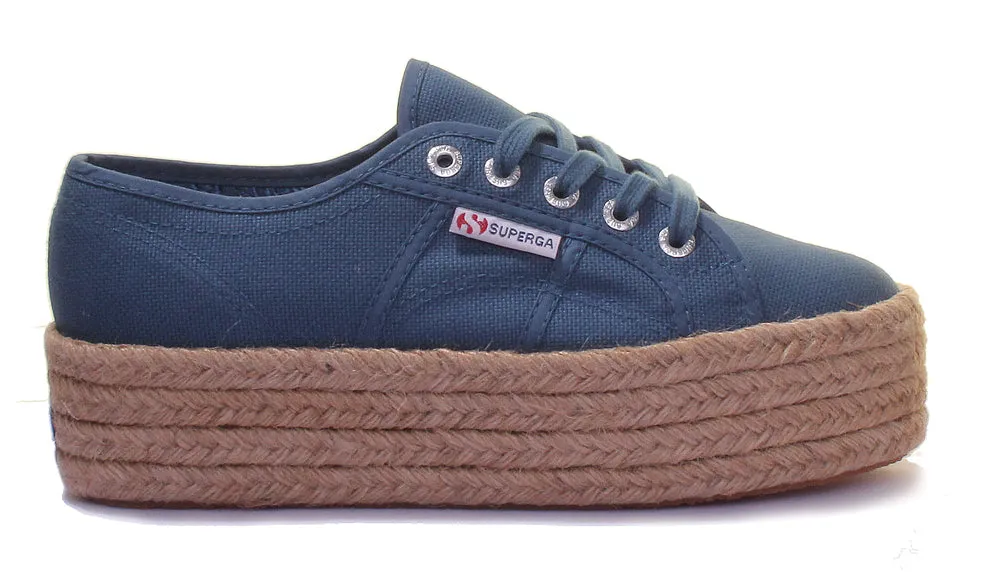 Superga 2790 Cotropew Espradrille Flatform Trainer In Blue