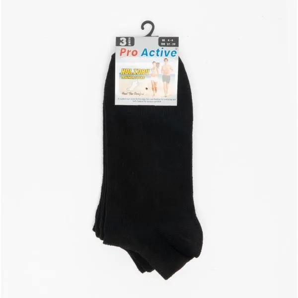 Teen Girls 3 Pack Of Trainer Socks Black: One Size