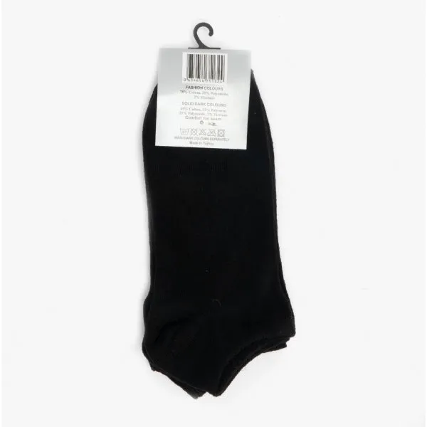 Teen Girls 3 Pack Of Trainer Socks Black: One Size