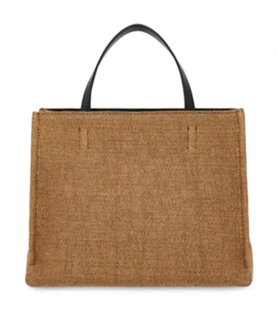 Tote Bag With Logo (S) Raffia and Calf Honey/Black