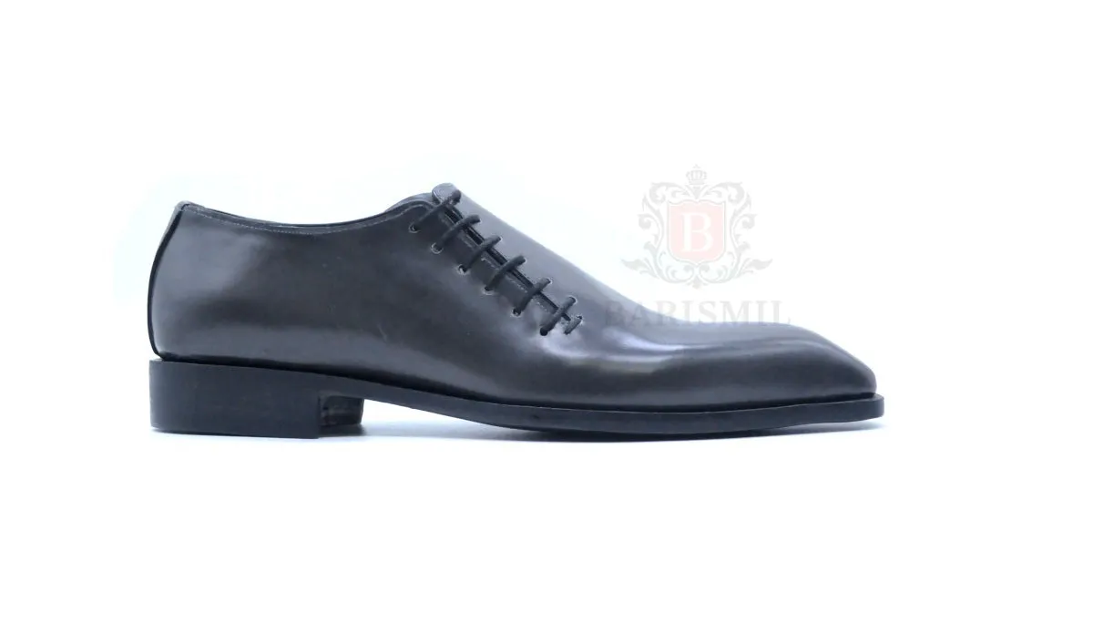 Tyler - Grey Whole-cut Leather Oxfords