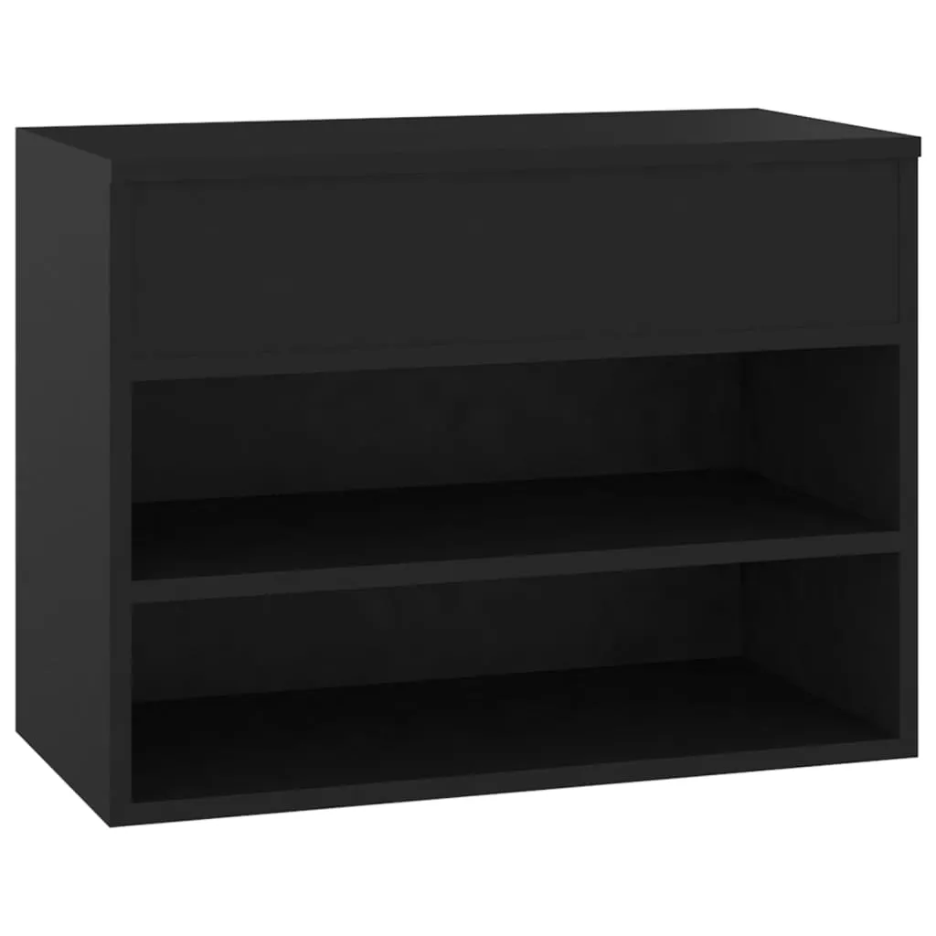 vidaXL Shoe Bench Black 60x30x45 cm Engineered Wood