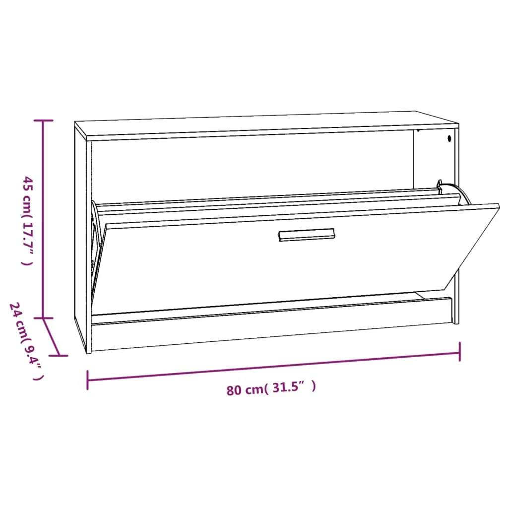 vidaXL Shoe Bench Brown Oak 80x24x45 cm Engineered Wood