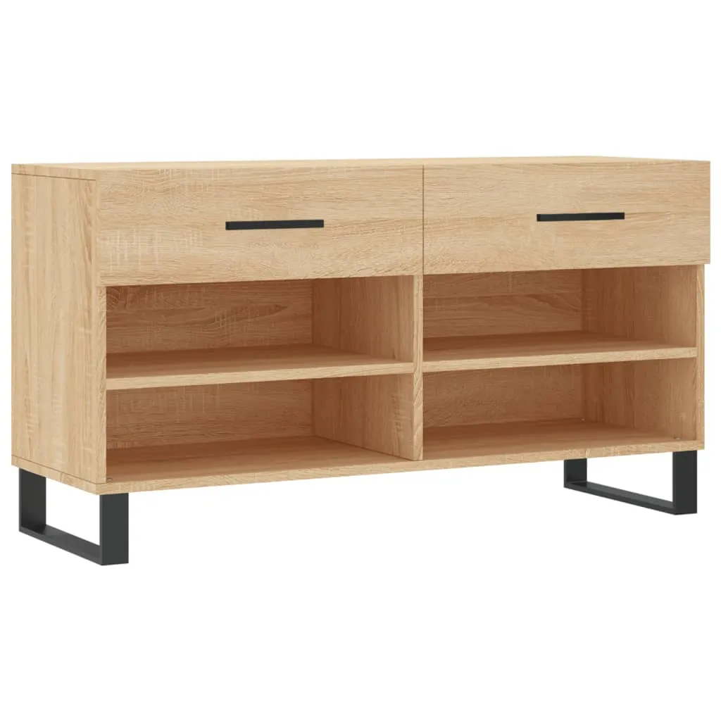 vidaXL Shoe Bench Sonoma Oak 102x35x55 cm Engineered Wood