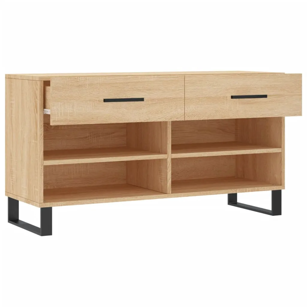 vidaXL Shoe Bench Sonoma Oak 102x35x55 cm Engineered Wood