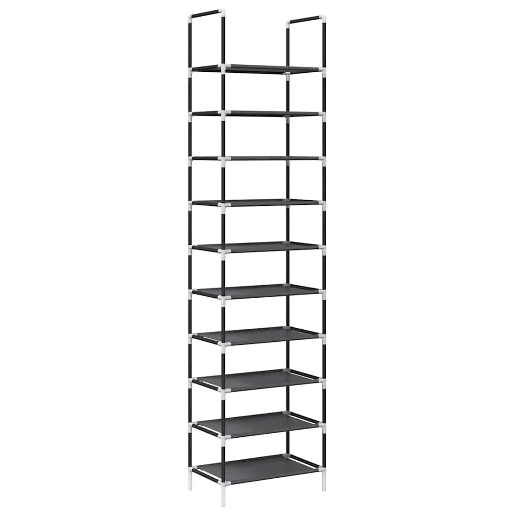 vidaXL Shoe Rack 10-Tier Black 44x28x180 cm Non-woven Fabric