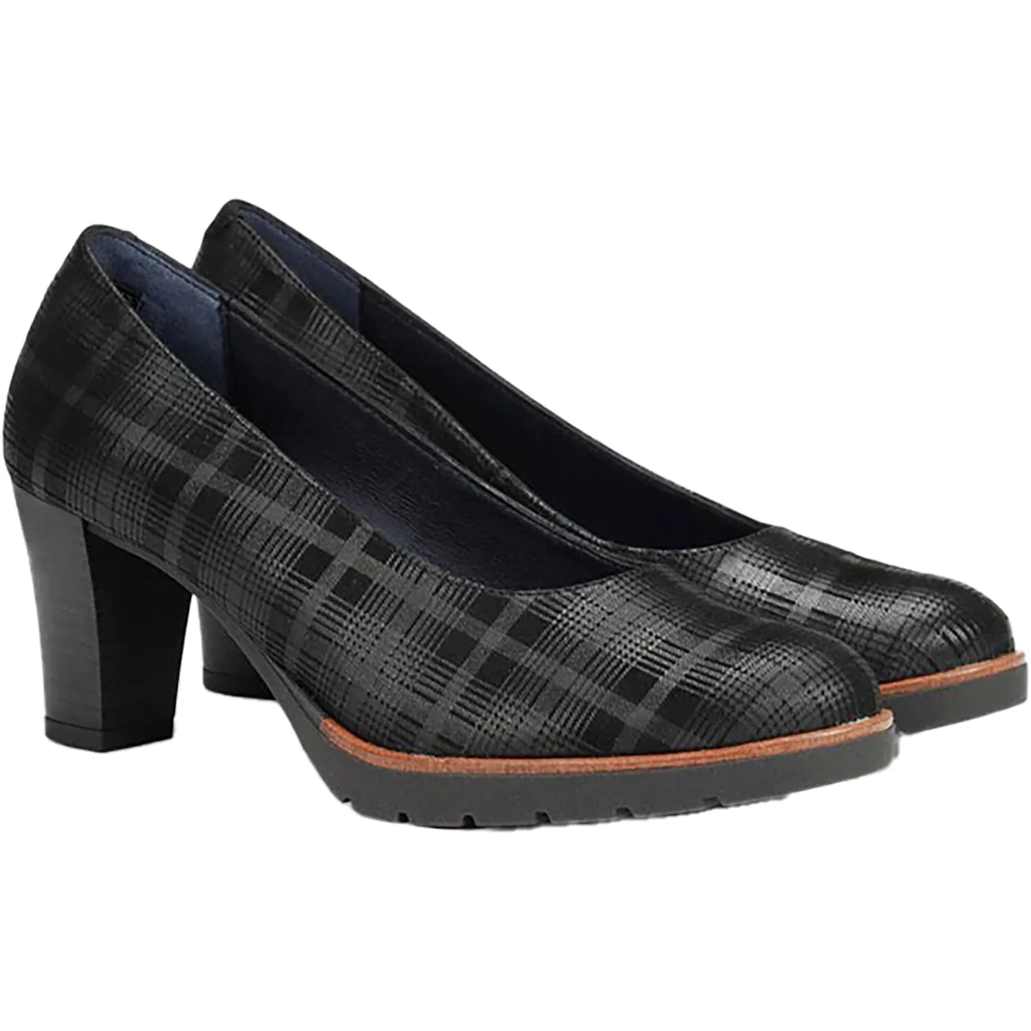 Women's Dorking Opium D7976 Black Plaid Leather