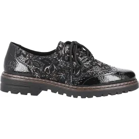 Women's Rieker 54801-90 Ulla 01 Black Metallic Floral Nubuck/Patent