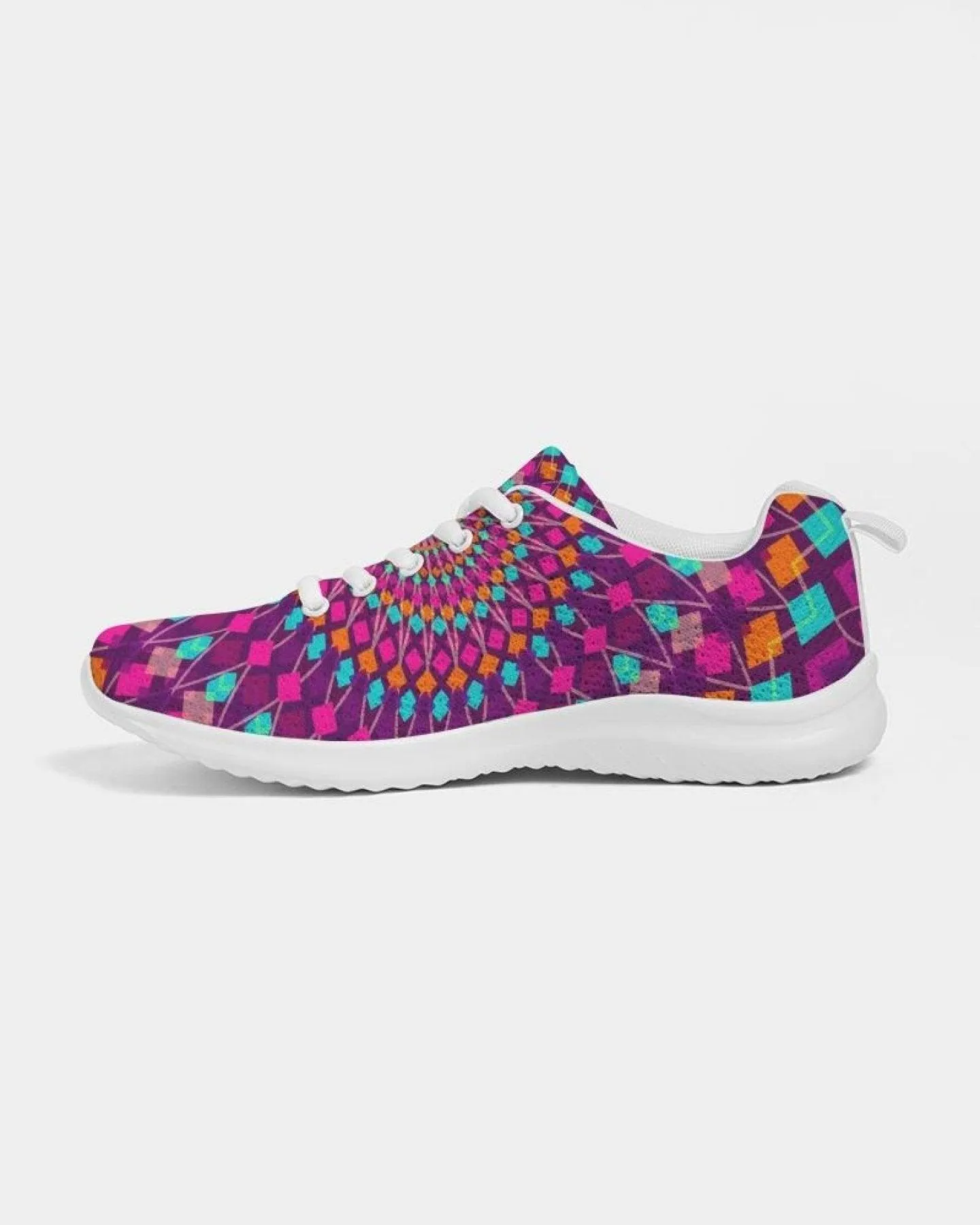 Womens Sneakers - Purple Kaleidoscope Style Canvas Sports Shoes /