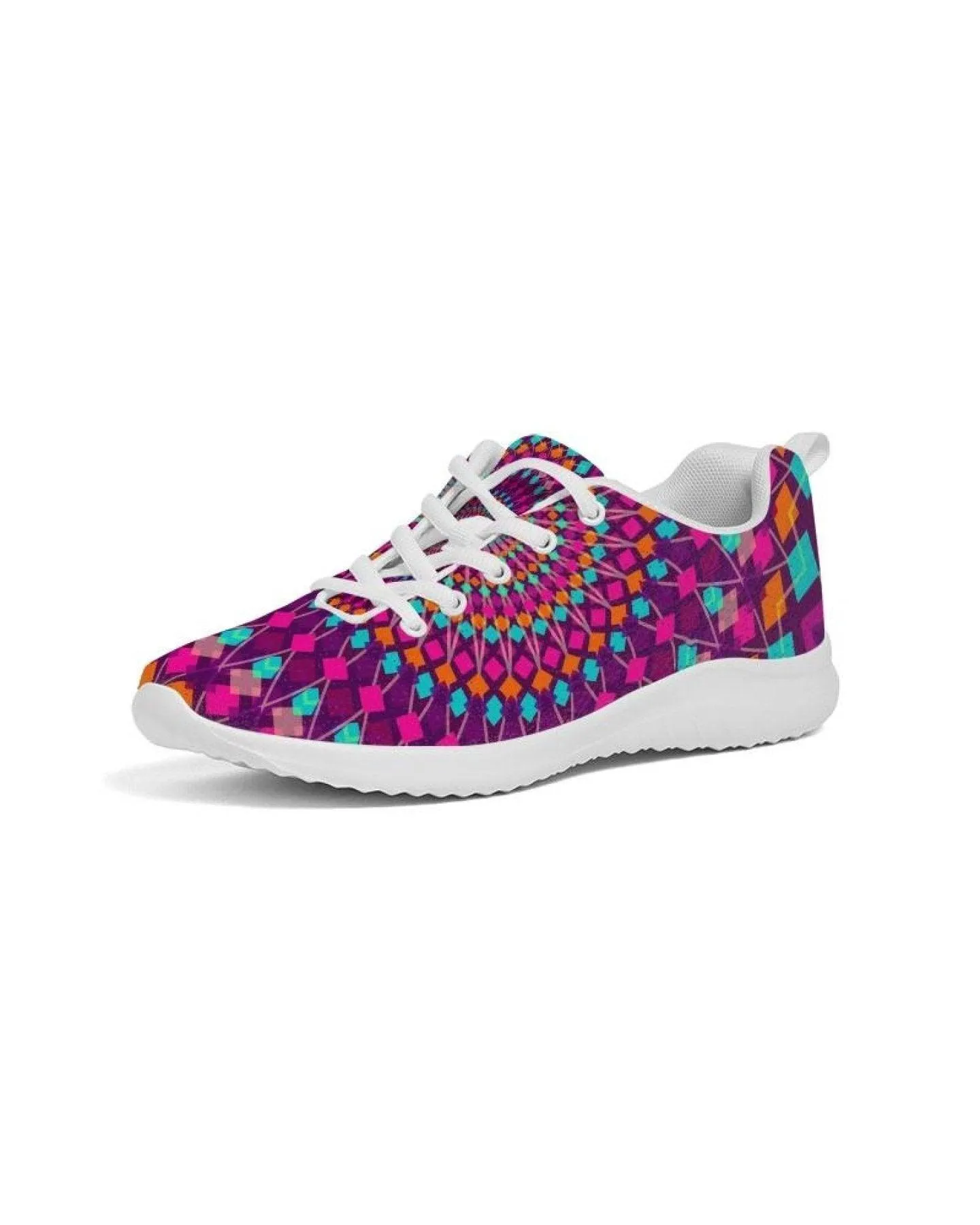 Womens Sneakers - Purple Kaleidoscope Style Canvas Sports Shoes /