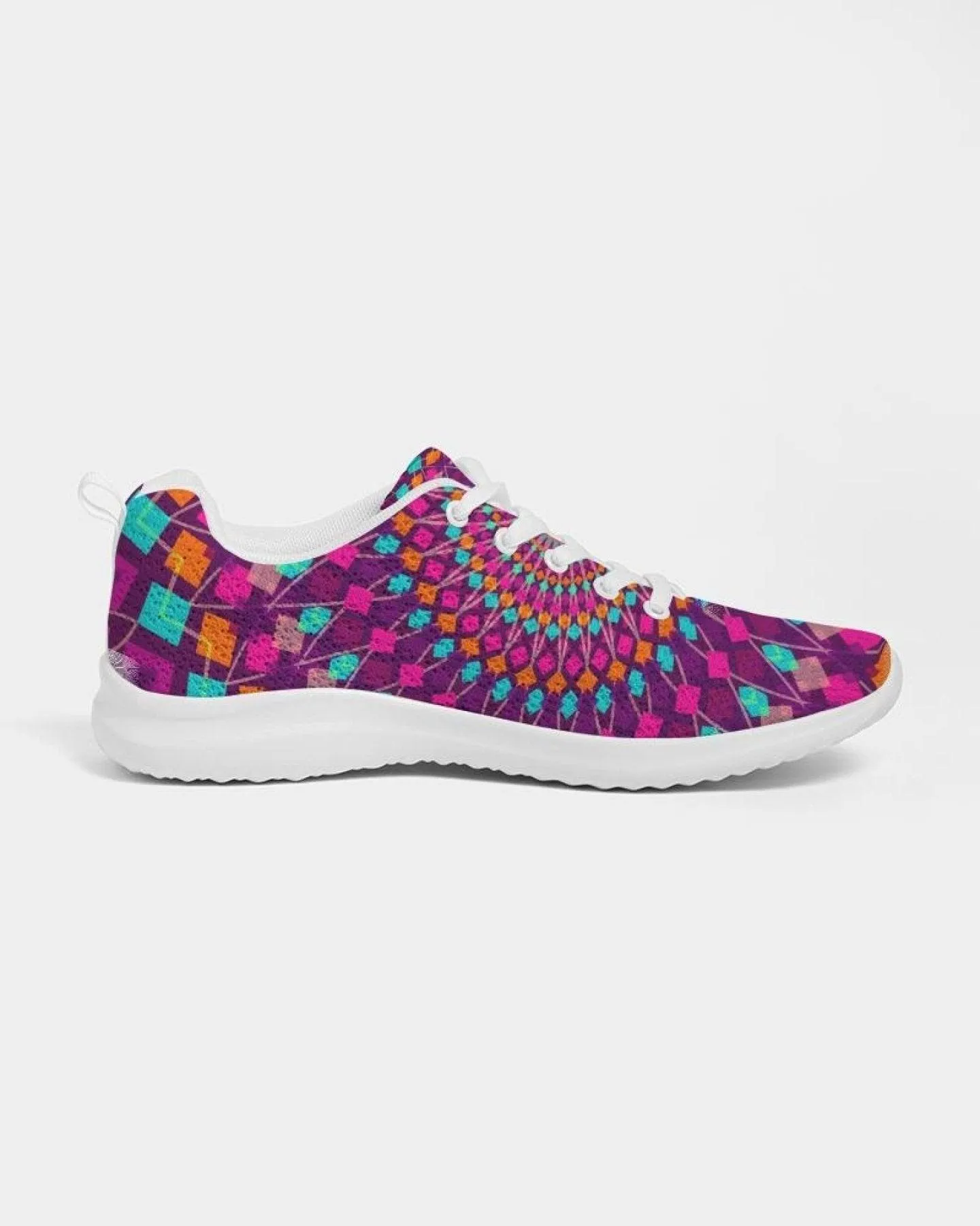 Womens Sneakers - Purple Kaleidoscope Style Canvas Sports Shoes /