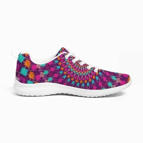 Womens Sneakers - Purple Kaleidoscope Style Canvas Sports Shoes /