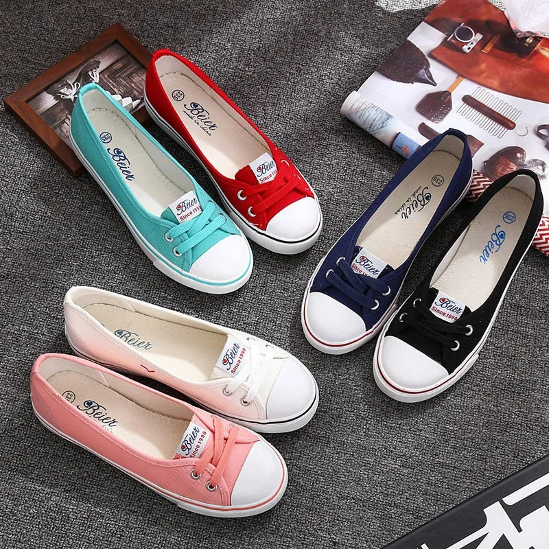 xiangtuibao Women Shoes Fashion Comfortable Sports Sneakers Female Flats Trend  Breathable Casual Canvas Shallow Shoes Women's Sneakers