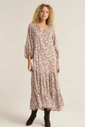 Z SUPPLY - CHAR LA PAZ FLORAL MIDI DRESS LATTE